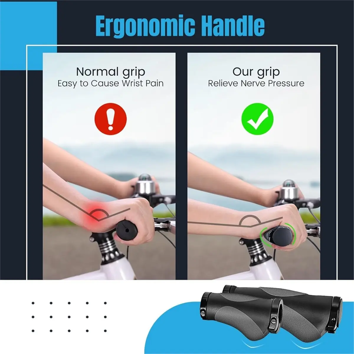 【COUNTDOWN DEAL】 Bike Grips Ergonomic Antislip Handlebar Grips for MTB Bicycle Mountain Ergonomic Bike Handlebar Grips