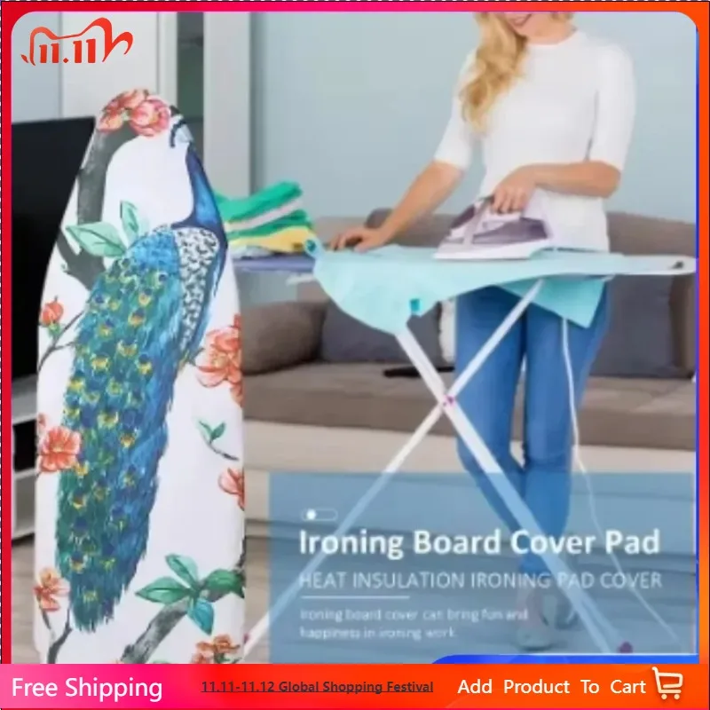 

Flamingo Flowers Printd Canvas Ironing Board Replacement Cover Washable Non Slip Heat Insulation Table Cover Protector 140x50 cm