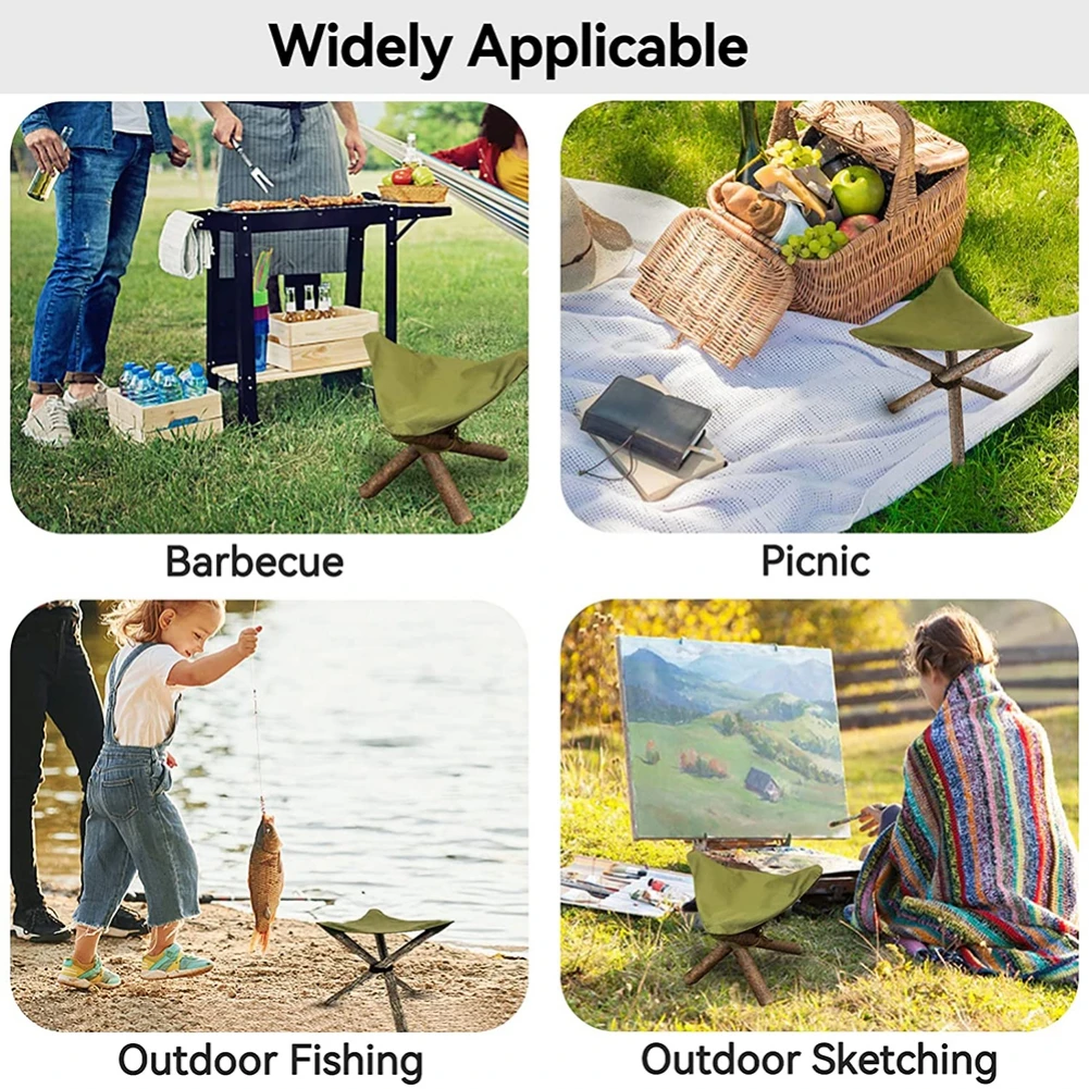 Folding Camping Stool Cloth for Outdoor Fishing Hiking Backpacking Travel Gardening Little Camp Chair Portable Waterproof Canvas