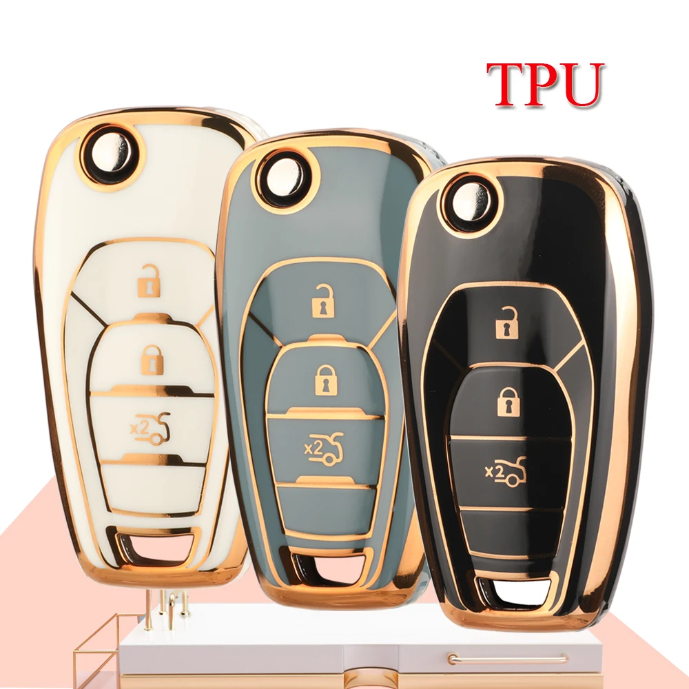 

JYQ 3Buttons TPU Auto Remote Key Shell Case Cover For Chevrolet Cruze Trax LS Badge Spark Sonic Aveo Tracker Car Accessories