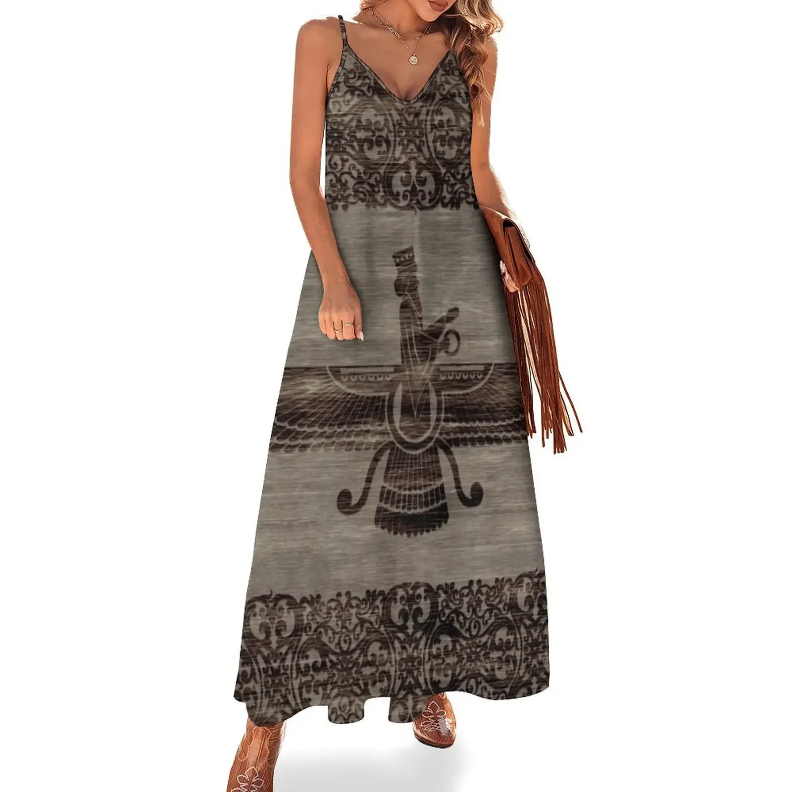 

Farohar - faravahar -Fravashi Sleeveless Dress prom dress 2025 Dress women festival outfit women