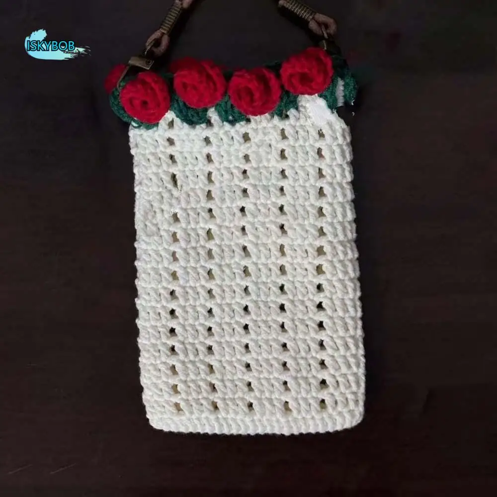Kit de Material de bolsa de cubo creativo, bolsa de ramo de rosas DIY suave sin terminar, artesanía tejida hecha a mano de gran capacidad
