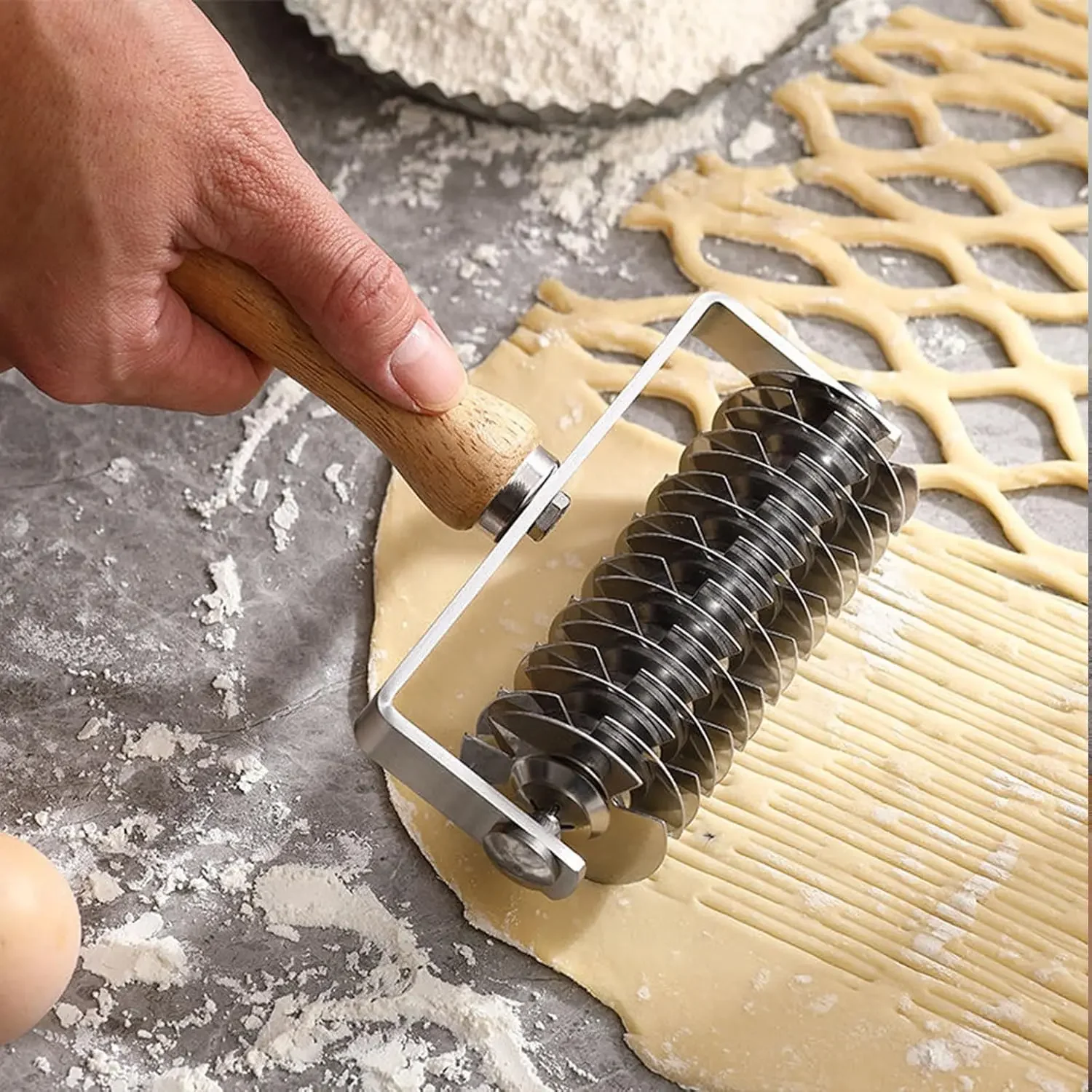 

Stainless Steel Dough Lattice Cutter Roller Pastry Bread Pizza Wheel Pie Dough DIY Bakeware Cake Board Bakery Pizza Accesories