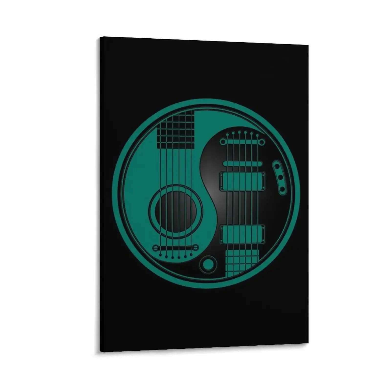 

Teal Blue and Black Acoustic Electric Guitars Yin Yang Canvas Painting home decor vintage home decor Paintings on the wall