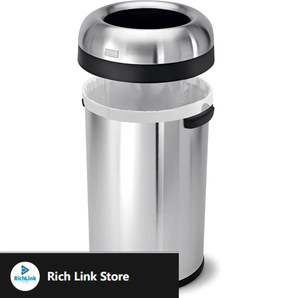 

80 Liter / 21.1 Gallon Bullet Open Top Trash Can, Commercial Grade Heavy Gauge, Brushed Stainless Steel
