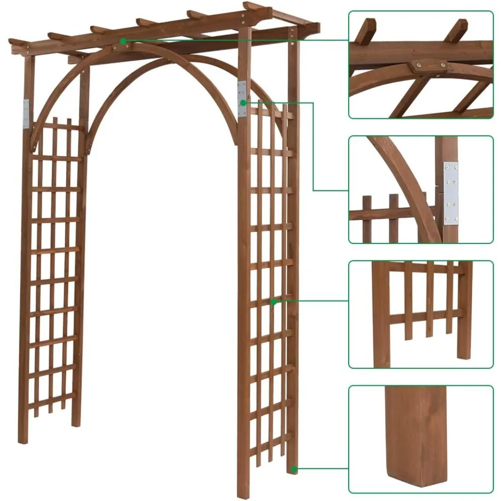 7FT Wooden Garden Arbor: Ideal Wedding Arch & Decoration for Bridal Parties and Climbing Plants