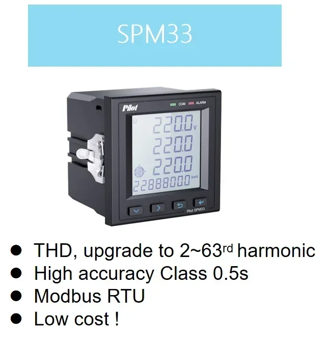 SPM33 Hot selling Economical Digital multifunction electrical power meter panel mounted for building monitor with modbus RS485