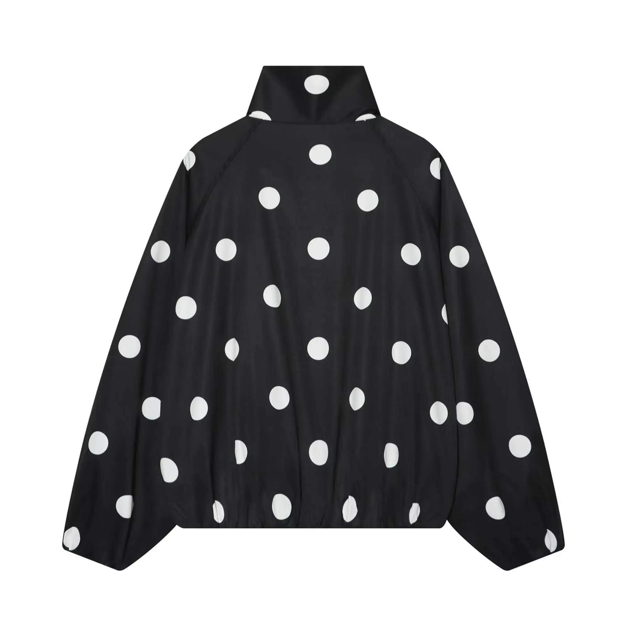 TFMLN Damen Vintage Polka Dots Bomberjacke mit Taschen, Stehkragen, modische kurze Jacke, Herbstjacke mit langen Ärmeln, Outfits – Detail 5