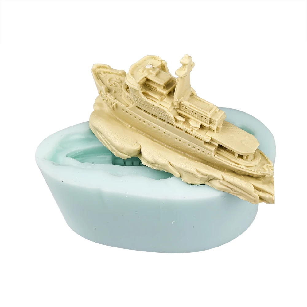 QT0322 PRZY 3D Cruise Ship Moulds Silicone Ship Soap Molds Wedding Birthday Candle Mold Clay Resin Moulds