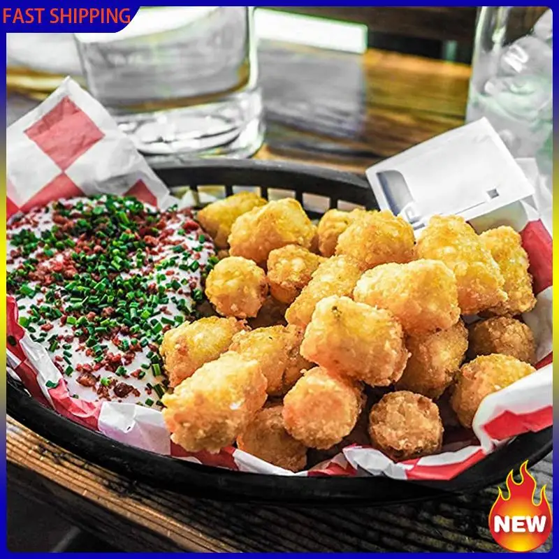 Hot Trend-72 Pcs Plastic Fast Food Baskets Oval Serving Platter Breakfast Dinner Plates French Fries Cake Bread Tray Restaurant