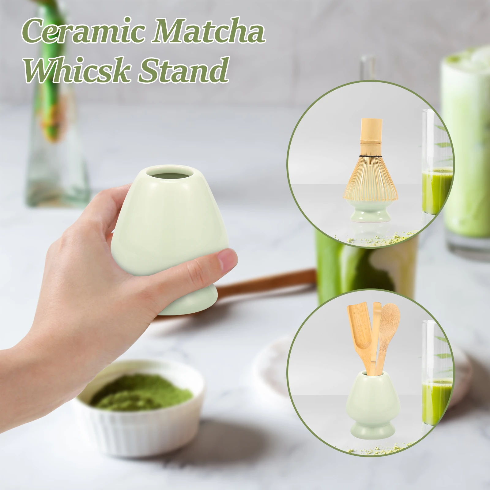 Japanse Matcha Making Tool Kit met keramische gardehouder Bamboe garde Theekop Zeef en spatel Matcha Making Accessoires