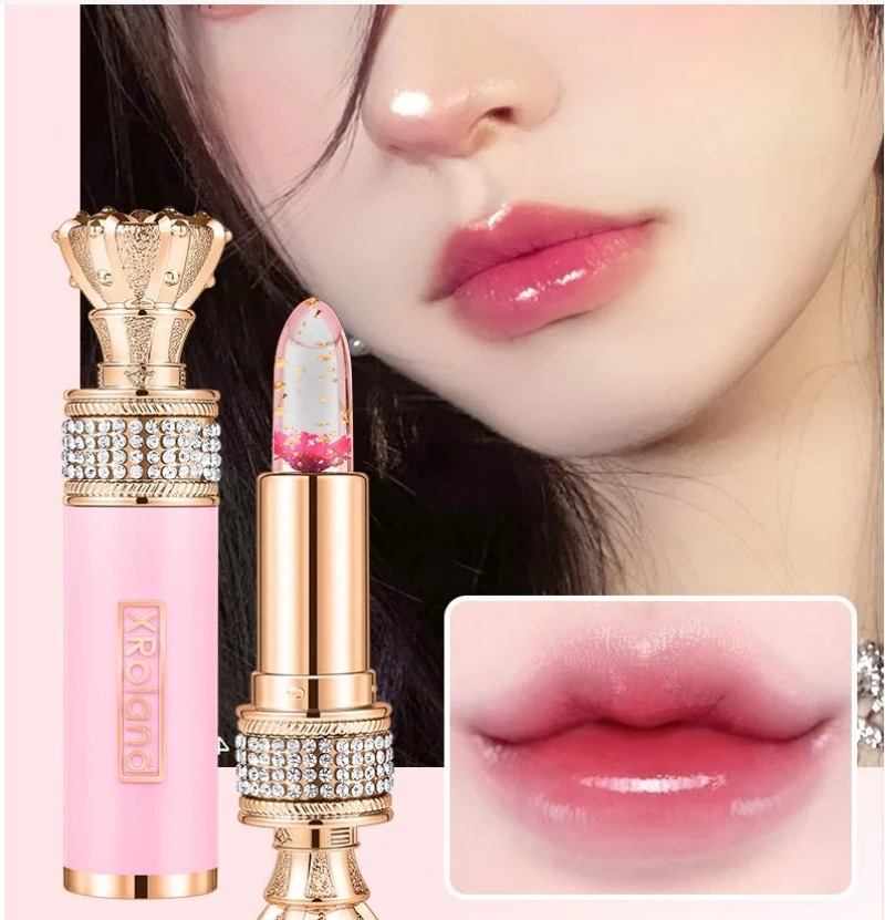 Moisturizing Flower Transparent Lipstick Temperature Color Changing Lip Balm Long Lasting Jelly Lipstick Lips Care Makeup