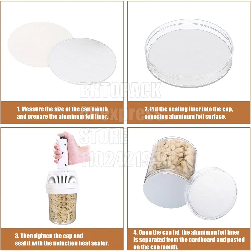 Induction Sealing Customized Size Plastic Laminated Aluminum Foil Lid Liners 500 Pcs for PP PET PVC PS ABS Glass Bottles