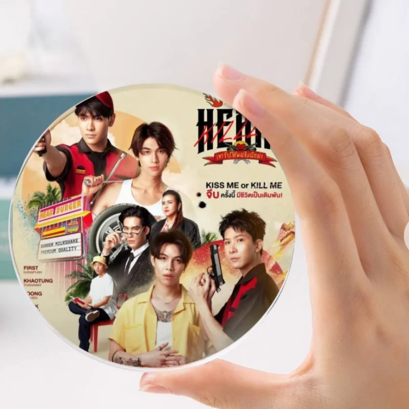 Joongdunk Firstkhaotung Poster Acrylic Heat Insulation Decor Round Pad Thai TV The Heart Killers Drama Stills Glasses Coasters