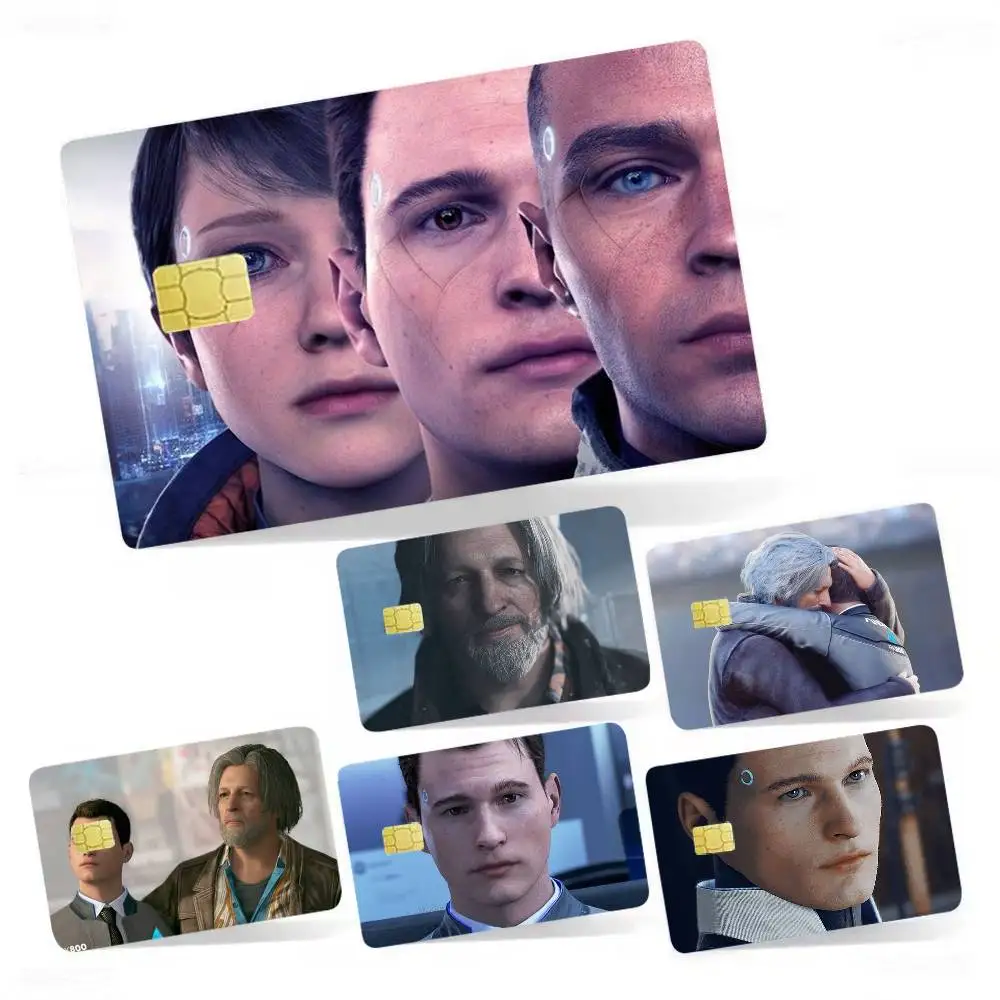 D-Detroit Become Human Game 4pcs 1Set Card Stickers Small Waterproof Chip 4PCS Card Sticker Anti-Scratch
