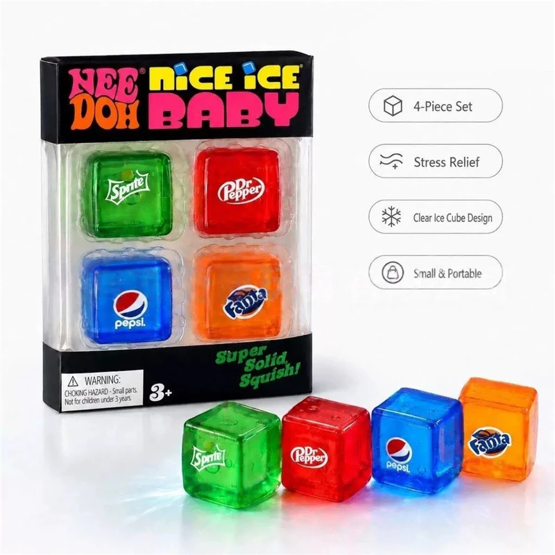 Needoh Mini 4 Pack Can & Cube Maltose Fidget Toy Autism ADHD Sensory Regulation Anxiety Relief Concentration Train Portable Toy