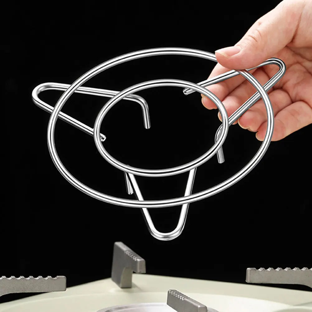 Accesorios para estufa de Gas, estante para Wok antideslizante de acero inoxidable, soporte plateado, herramienta de cocina, uso práctico y duradero