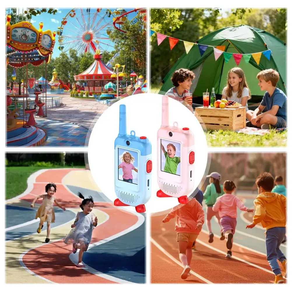 2 قطعة جهاز اتصال داخلي عبر الفيديو عالي الوضوح للأطفال صوت واضح لاسلكي قابل لإعادة الشحن اتصال داخلي للأطفال للأولاد والبنات هدية