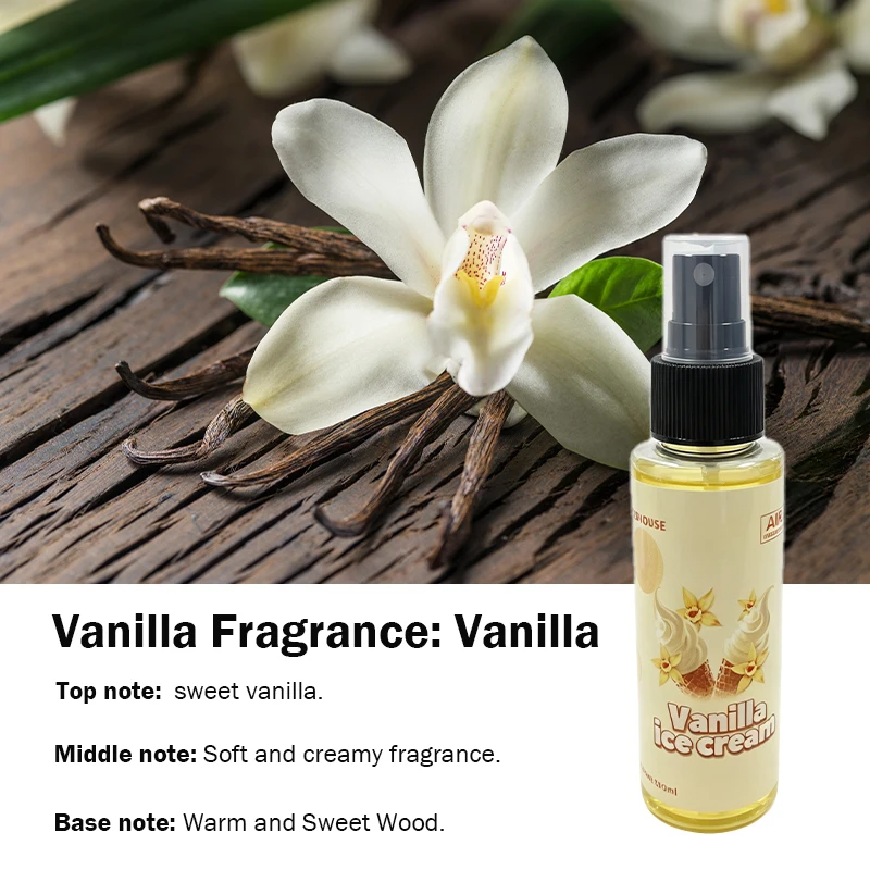 1pc Vanilla Car Fragrance Spray, Portable Powerful Air Freshener, Long-Lasting Pleasant Scent, Ideal for Homes, Offices and Car Interiors, Ergonomic Handheld Design, High-Quality Elegant Bottle