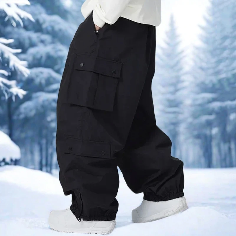 

Man Snow Bib Overalls Women Couple Loose Skiing Pants Outdoor Ski Sport Waterproof Windproof Trousers 2025 Winter New Warm Pants