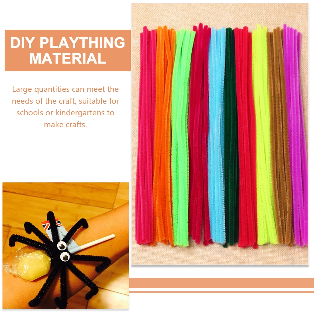 

200 Pcs Colorful Chenille Stems Bright DIY Crafts Materials Flexible Bendable Rods Toys Pipe Cleaners Handmade