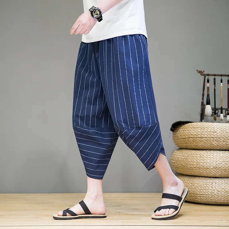 5XL Summer Men Sweatpants Baggys Harem Yoga Pants Loose Linen Bloomers Cropped Pant Runninig Jogger Fitness Casual Workout Pant