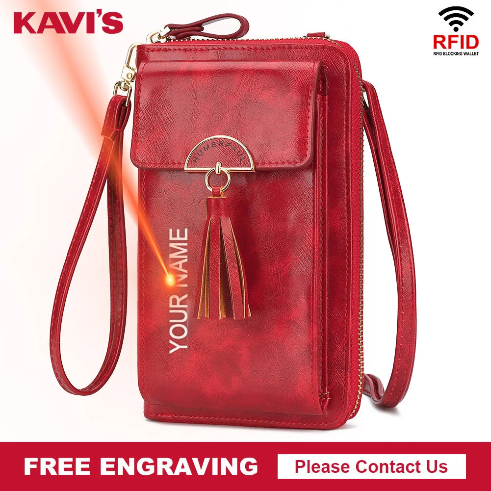 KAVIS Cell Phone Woemn Clutch Bag Leather Fashion Shoulder Bag Light-weight Crossbody Bags Large-capacity Wallet Card Holder