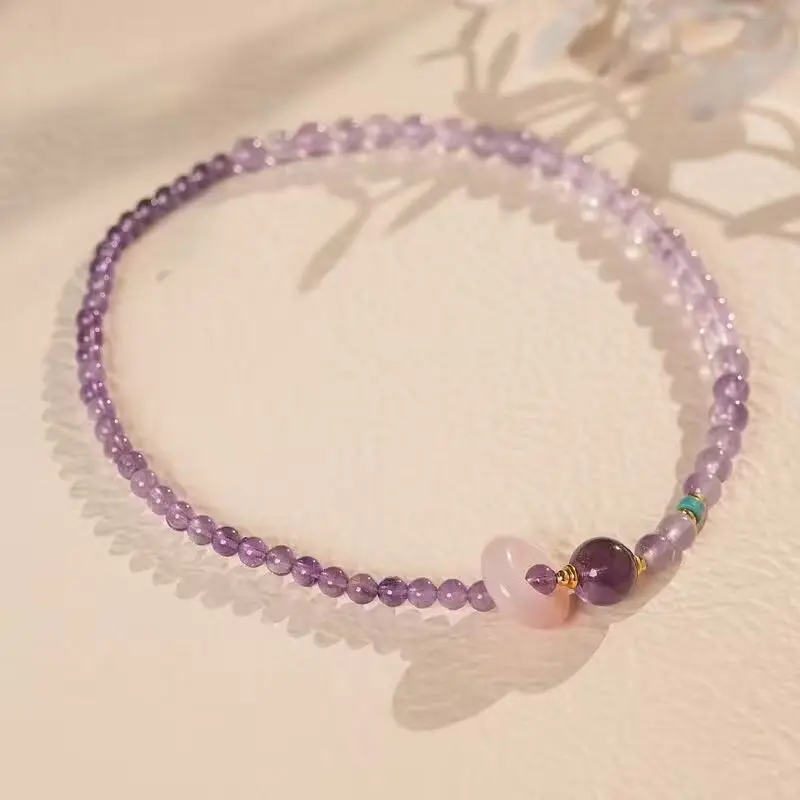 

Popular ashore purple double-circle bracelet women's light luxury design lavender stacked bracelet good luck meaning