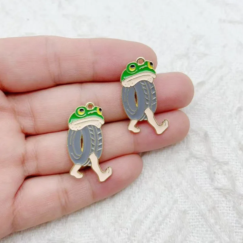 10pcs Creative Alloy Drip Oil Jewelry, Monster, Funny, Abstract, Wooden Stick, Man, Shark, DIY Accessories, Pendant view 4