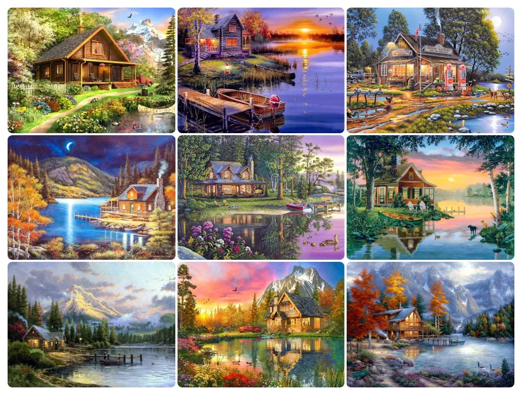 

Jigsaw Puzzles Lakeside Landscape DIY Adults Puzzle Games Family Fun Puzzles Educational Toys reative Gifts for Teenagers