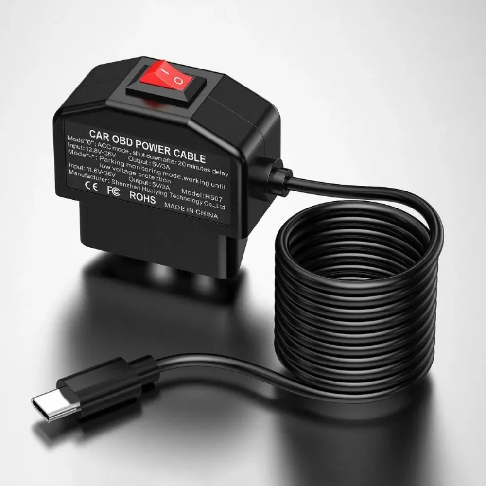 24h Parking Car Accessories Battery Protection OBD To Type C Charger Power Cable 1 Piece for Dash Camera Car DVR view 3