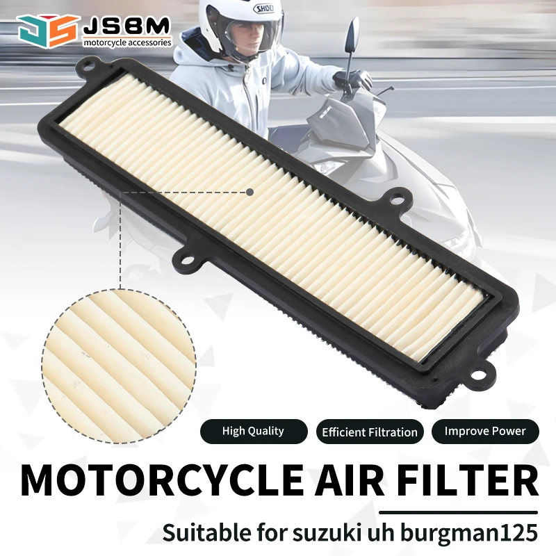 JSBM دراجة نارية فلتر الهواء لسوزوكي Uh125 بورغمان 125 2007-2022 Uh200 بورغمان 200 2005 2006 2007 2008 2009 2010 2011 2012 2013 2014 2015 2016 2017 2018 2019 2020 2021 13780-03H30 13780-03H00 HFA3103