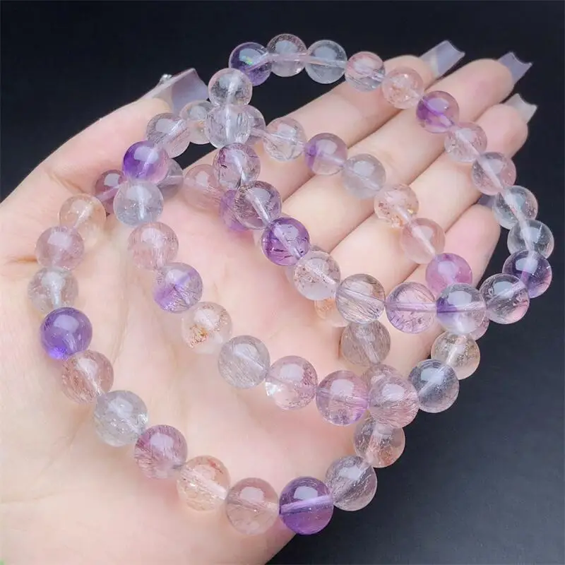 8MM Natural Fairy Super Seven Quartz Bracelet Women Fashion Reiki Healing Fengshui Energy Gemstone Holiday Gift 1PCS 1PCS