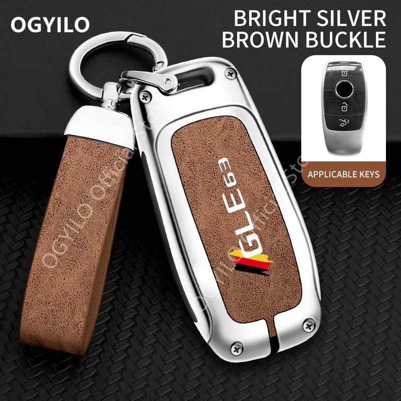 Zinc alloy+leather Car Key Housing For Mercedes Benz GLE63 A 3 buttons Car Key Cover G500 GLB GLC GLK E Class E43 W213 S Class