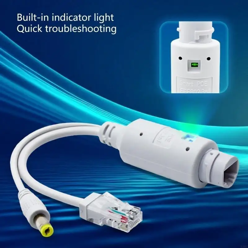 

48V to 12V Ethernet PoE Splitter Weatherproof for Technical Gadgets Cameras N0HC