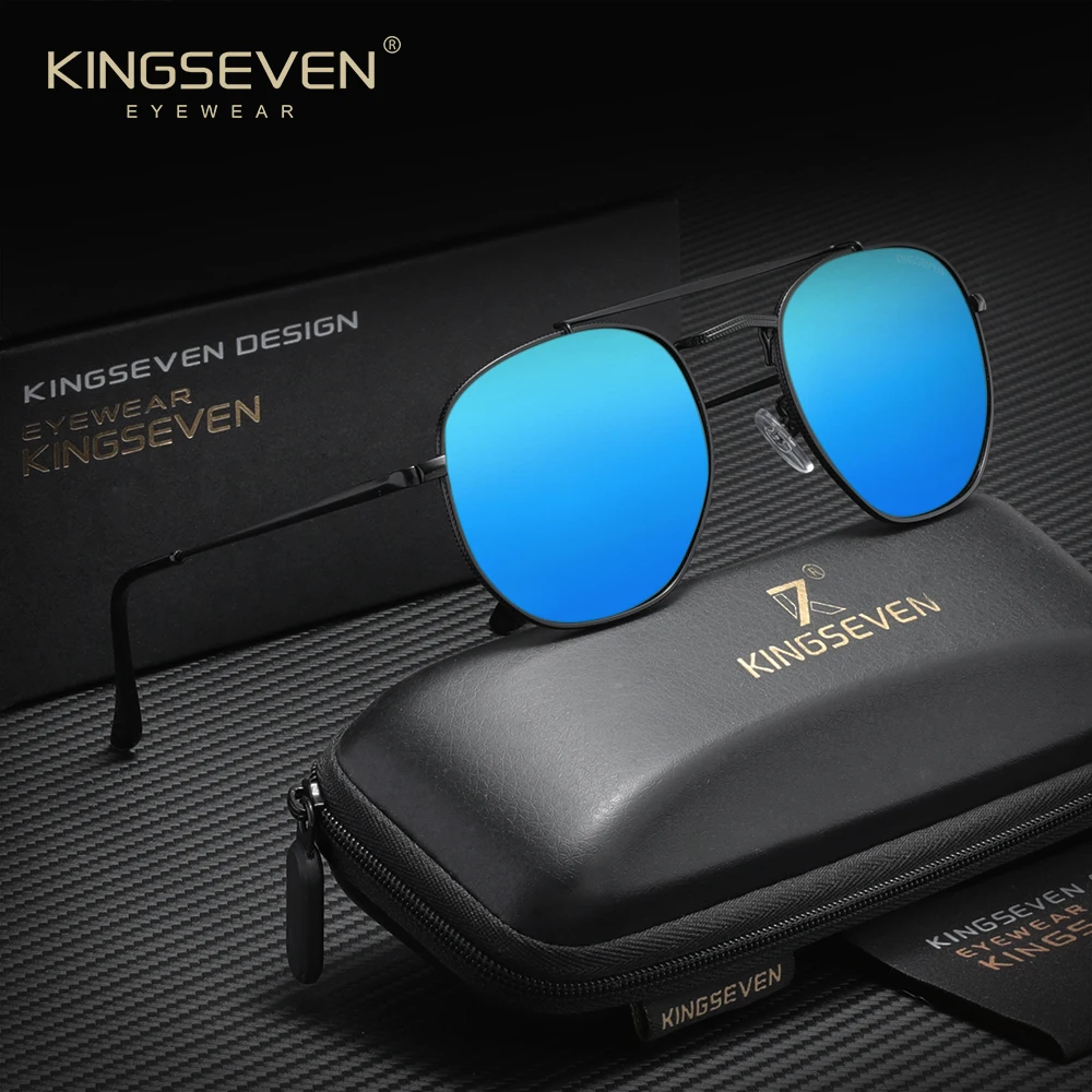 KINGSEVEN Trendige Retro-Sonnenbrille für Herren und Damen, Vintage-Mode, polarisiert, UV400, lässig, zum Fahren, für den Außenbereich, dünner Rahmen