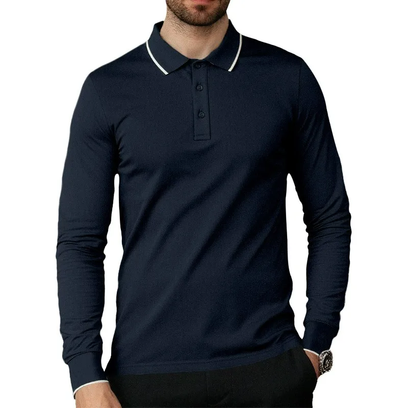 Cross-border European American Spring and Autumn Men's Lapel Solid Color Casual Top Outdoor Sports