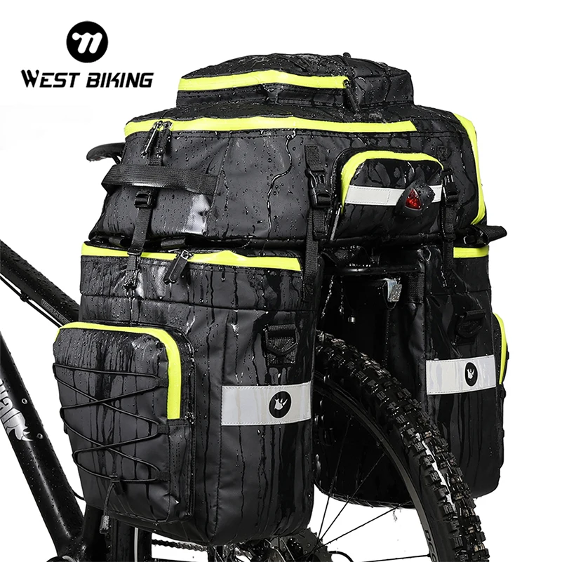 WEST BIKING 75L Large Capacity Bicycle Panniers 3 in 1 Bags Cycling Backpack Handbag Double Side Waterproof MTB Bike Trunk Bag