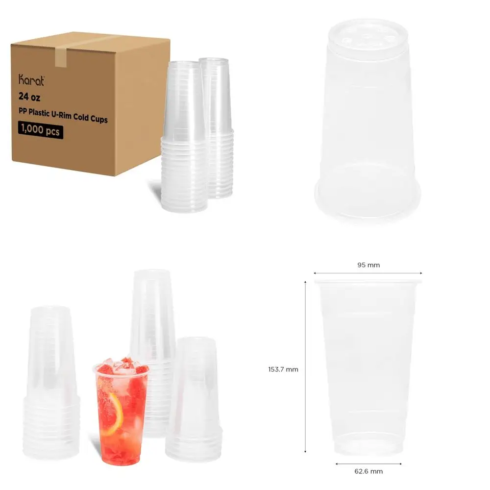 

Одноразовые полупрозрачные пластиковые чашки с U-образной оправой из полипропилена диаметром 95 мм для уплотнительной пленки, емкость 24 унции, 1000 шт.