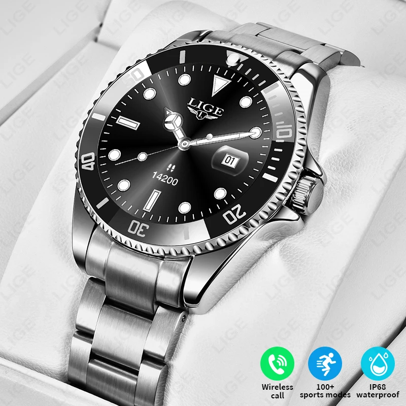 

LIGE Call Reminder Smart Watch 2025 Men IP68 Waterproof Voice Assistant Bluetooth Call Sport Fitness Tracker Business Smartwatch