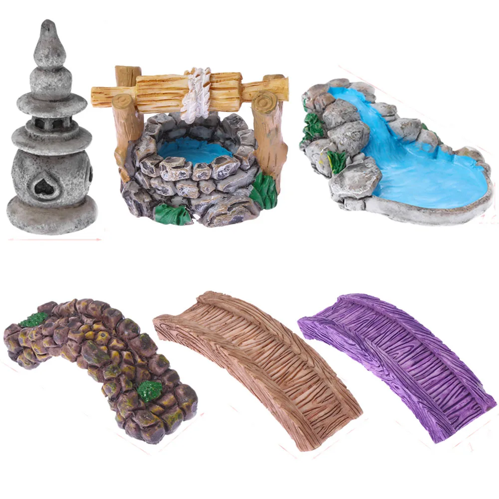 Figura de piscina de puente de pastizales, modelo en miniatura, adorno de bonsái, Micro paisaje, casa de muñecas de resina, decoración del hogar para jardín de hadas, 1 pieza