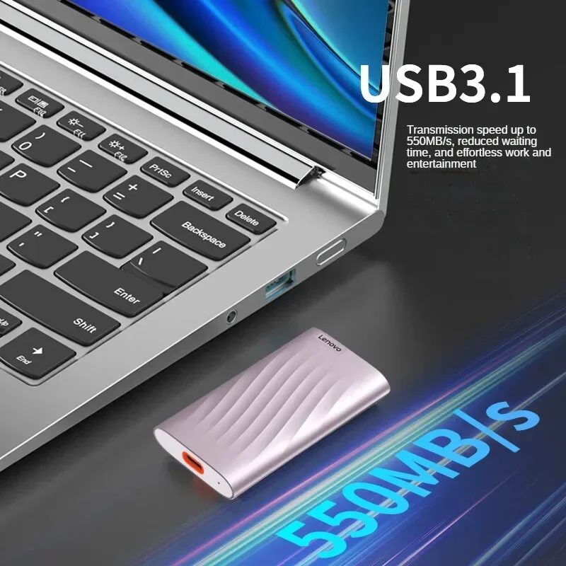 Lenovo 2TB Portable Solid State Drive (PSSD) PS6 Type-c USB 3.1 Interface Transfer Speed 550MB/s Fashionable Lightweight Pink