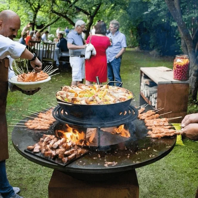 Corten Steel Bbq Firepit Grill Outdoor Garden Barbecue Grill Camping Modern Brazier Charcoal Barbecue Grill