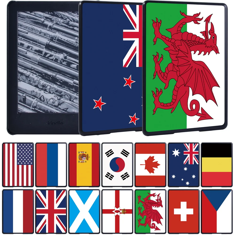 

Cover for Kindle Paperwhite 1/2/3/4/Kindle 10th Gen 2019/8th Gen 2016 with Flag Pattern Tablet Plastic Ultrathin Hard Back Case