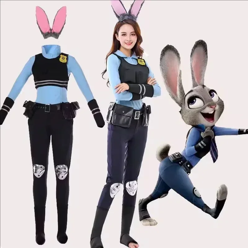 

New Animal Judy Hopps Halloween Cosplay Costume For City Rabbit Police Officer Zoo Costume Fancy Dress Up Gifts Adult Children