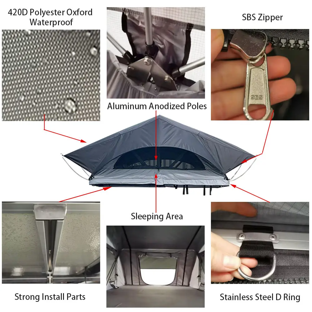 2024 Hot Sale Soft Shell Roof Tent Camping & Outdoors Universal Fit Car Vehicle Rooftop Tent