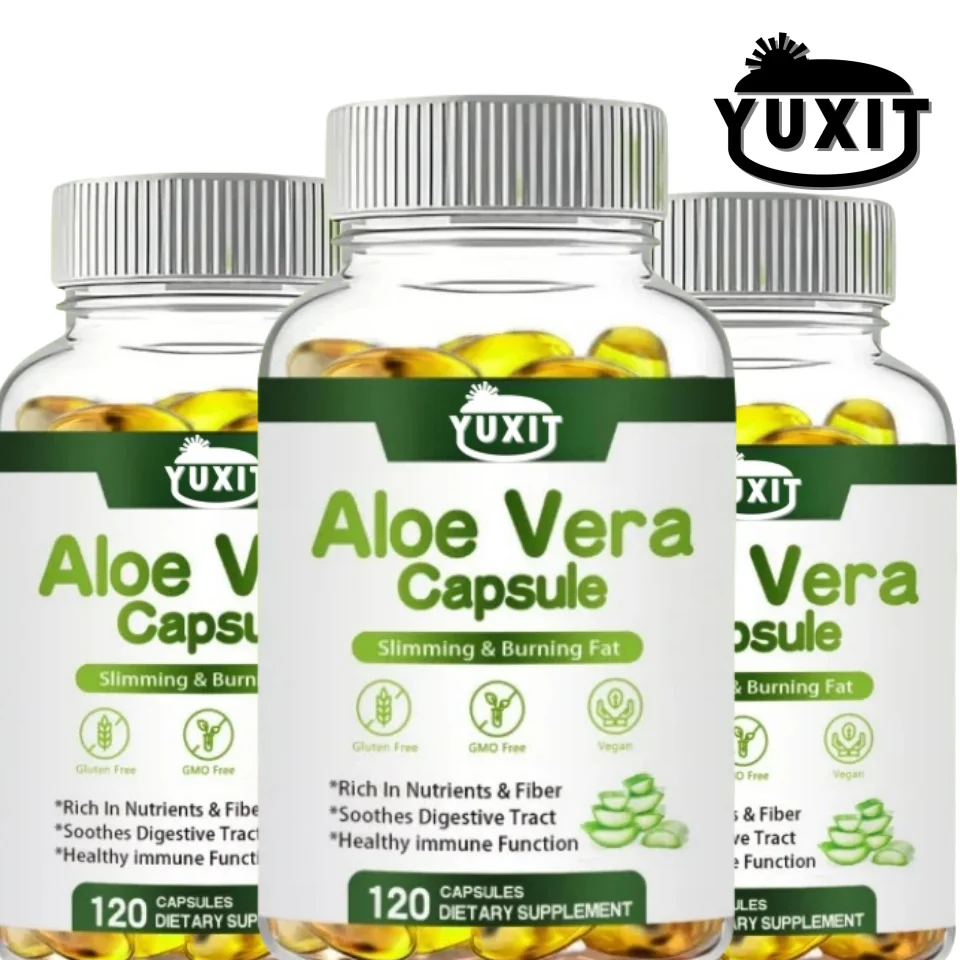 YUXIT  Real Aloe 5000mg Gel Capsules 120 Capsules Organic Aloe Vera for Digestive