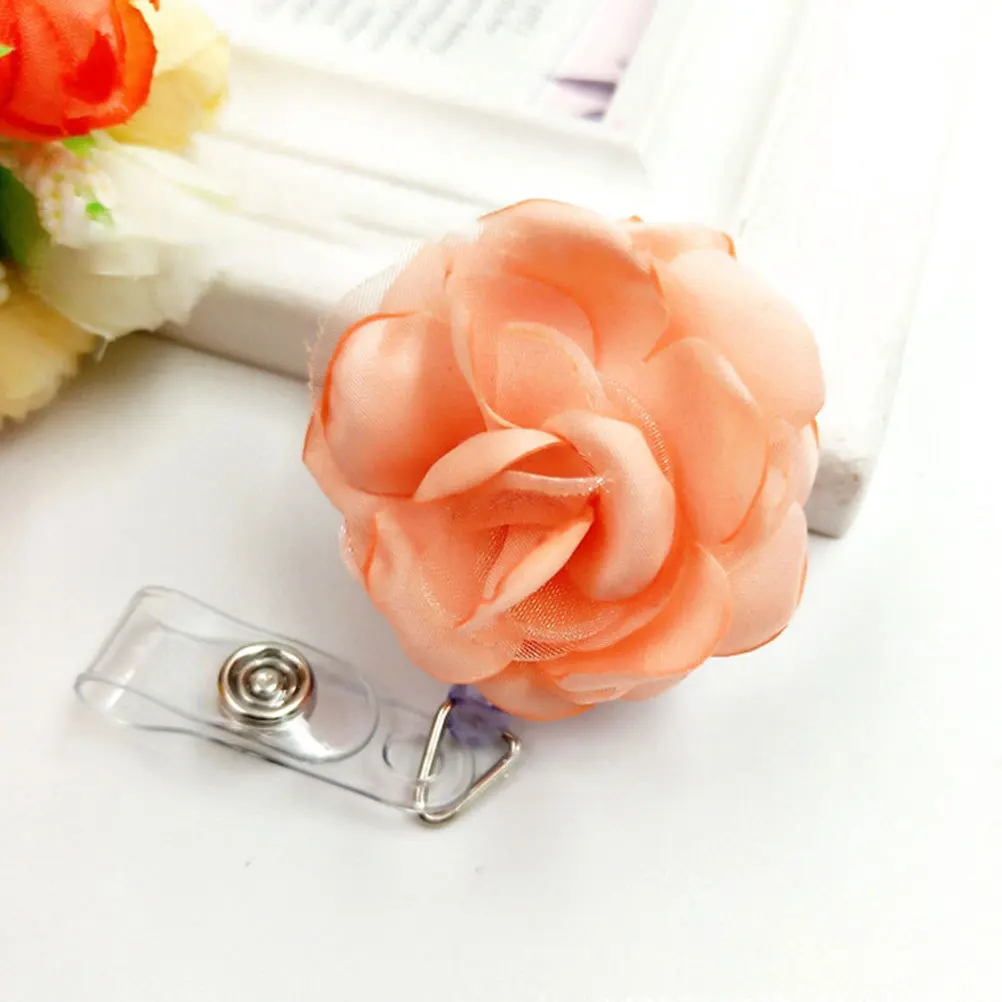 

6Pcs Flower Badge Reel Retractable Id Name Tag Holder Clip for School Company Hospital Seminar Concert Uniform Accessory Badge