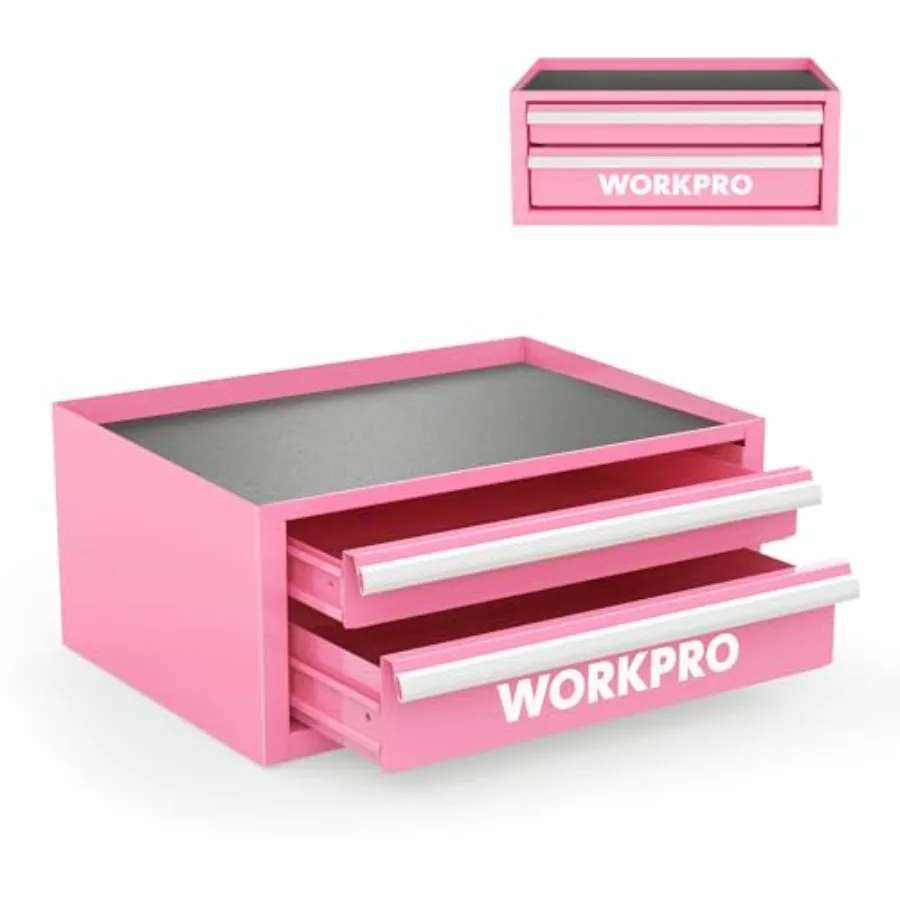 

12.5" Mini Tool Box with 2 Drawers and 1 Open Top Storage Small Metal Tool Chest with PVC Liners and PP Feet Pads Cold Rolled S