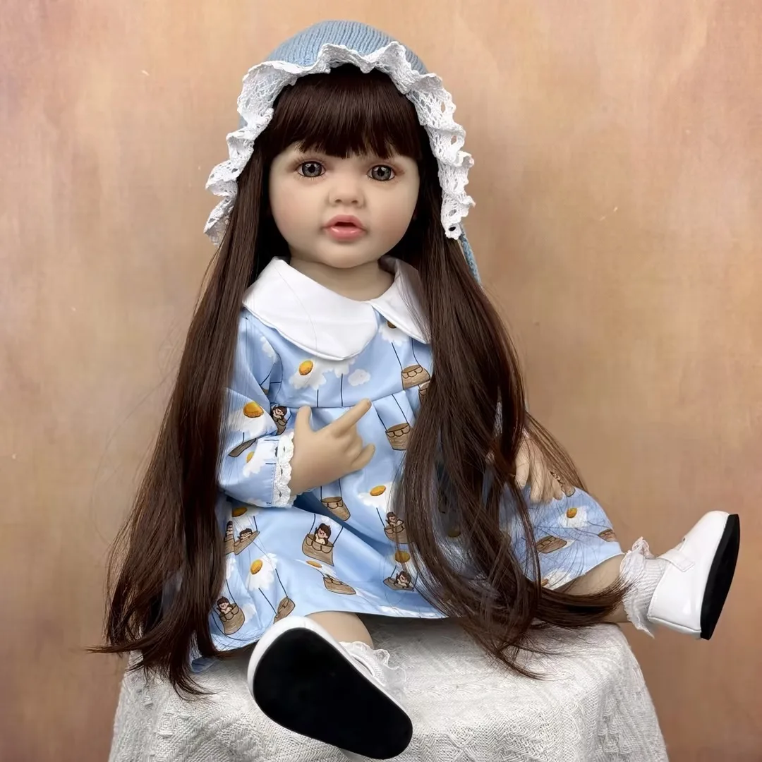 

BZDOLL 55CM Full Vinyl Body Reborn Baby Doll, Long Hair Princess Toddler Doll, Washable Bath Toy, Perfect Birthday Gift for Kids